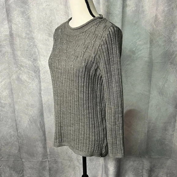 Bobbie Brooks Dark Gray Roll Collar Ribbed Long Sleeve Sweater - Medium - Picture 4 of 11